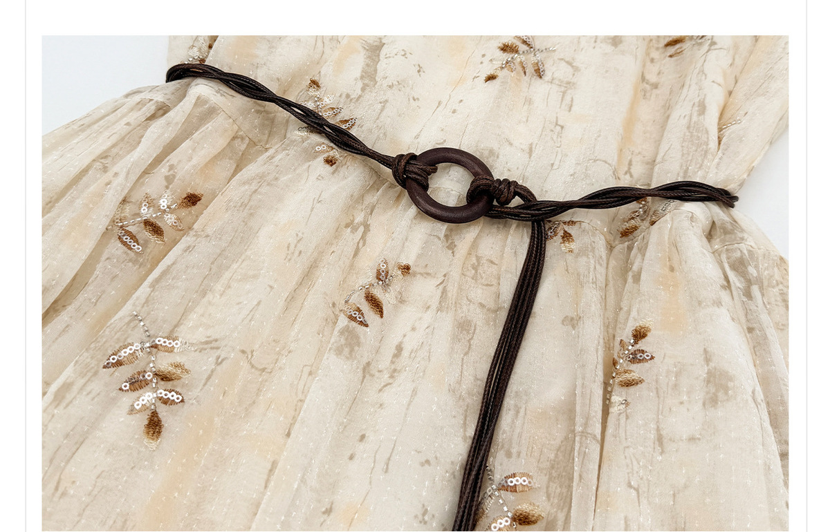 Đầm maxi nữ dài tay cổ chữ V họa tiết hoa nhẹ nhàng — Màu yến mạch (giao hàng trong 7 ngày), Màu yến mạch (giao hàng trong ngày)