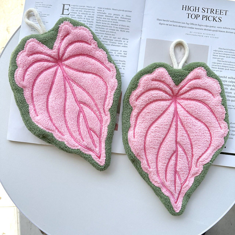 Cross-Border Supply New Product Coral Velvet Leaf Hand Towel Cute Rag Handkerchief Absorbent Thickened Gift Towel Handkerchief