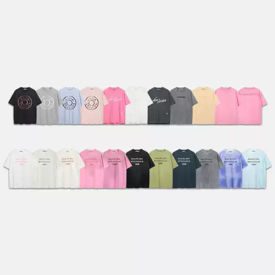 Cross-Border Streetwear AC1996 Letter Print Washed Distressed Light Luxury Loose Fit Unisex Short Sleeve Couple T-Shirt In Stock