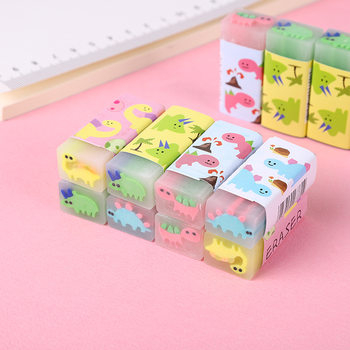 Cartoon Dinosaur Eraser Sandwich Eraser for Primary School Students Writing Correction Eraser Scrap Less Wipe Clean Oak