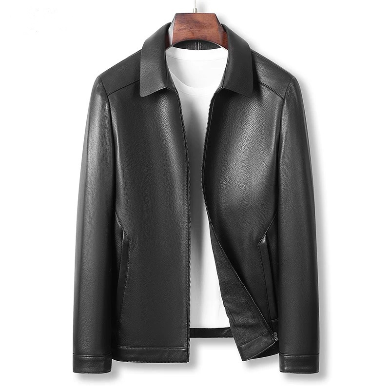 Áo Da Nam Chất Liệu Da Bò Kín Cổ