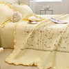 Korean Ins Blogger's Same Chiffon Summer Quilt Set Quilted Girly Heart Washed Cotton Ruffled Double Bed Cover