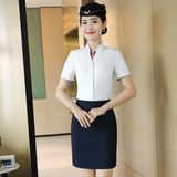 Интервью со стюардессой профессиональная одежда стюардессы China Southern Airlines белая рубашка женская униформа темпераментная рубашка с v-образным вырезом и без воротника комбинезон
