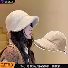 Hat 2026 New Autumn and Winter Fisherman Hat, Large Head Circumference, Makes Face Look Smaller, Plush Warm Lamb Wool Baseball Cap Accessory