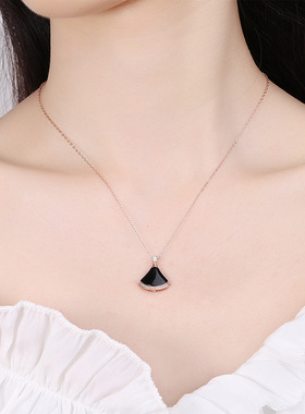 s925银白贝母扇形小裙子颈链轻奢贝壳锁骨饰品银饰女项链女生