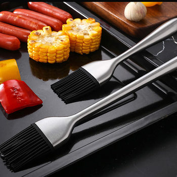 304 stainless steel silicone oil brush high temperature resistant barbecue brush baking sauce brush Silicone hair brush lint-free oil brush
