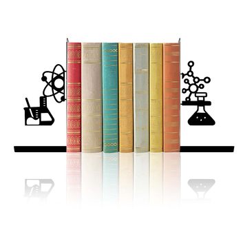 Metal Bookend L-Shaped 2-Piece Set Black Chemistry Experiment Iron Desktop Decoration Bookend Office Storage Clip Wholesale