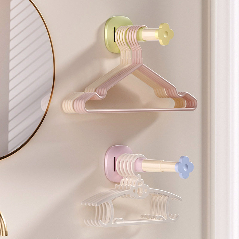 Expandable Clothes Hanger Storage Solution for Home Balcony, Wall-Mounted Clothes Rack, No-Drill Organizer for Hanging Rods and Cleaning Cloths