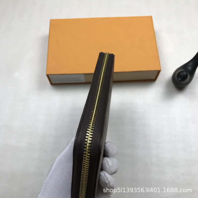 2023 new foreign trade unisex long wallet wallet single zipper printed plaid long wallet 60017