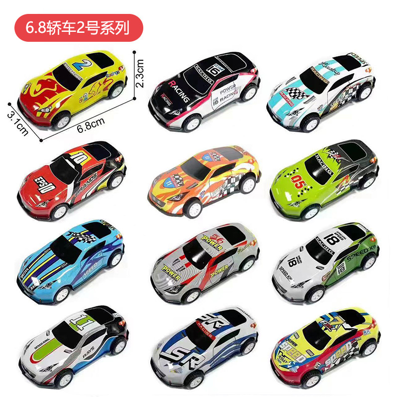 跨境迷你合金赛车铁皮车儿童回力赛车多款式仿真卡通小汽车批发