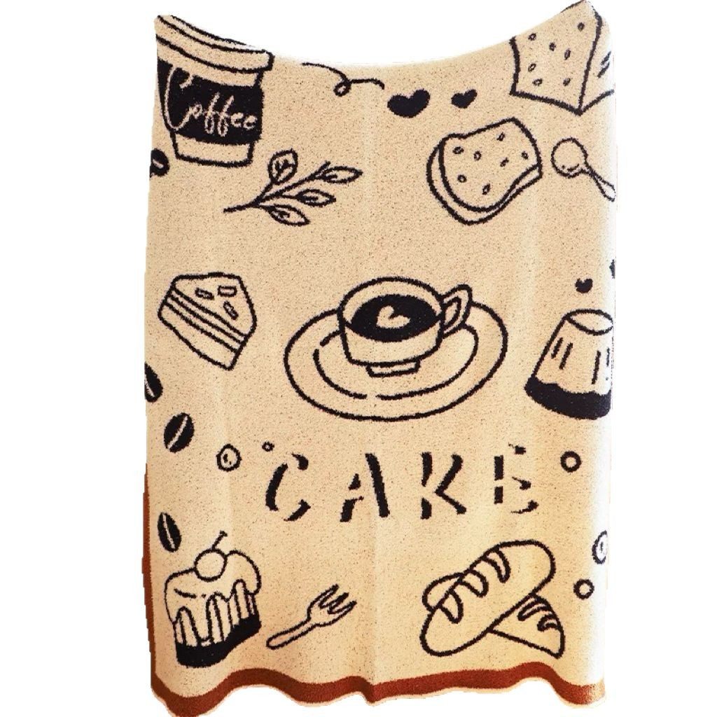 Creative American-Style Afternoon Tea A-Grade Maternal and Infant-Grade Half-Velvet Blanket, Simple Artistic Sofa Blanket, Skin-Friendly Blanket