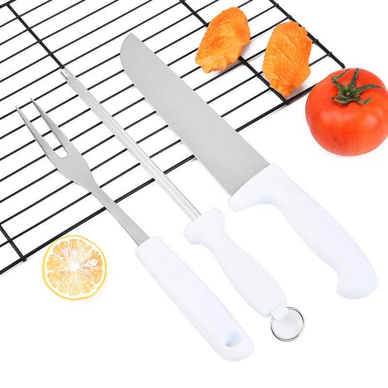 Foreign trade barbecue two-piece kitchen knife set chef knife barbecue meat fork sharpener BBQ camping tools