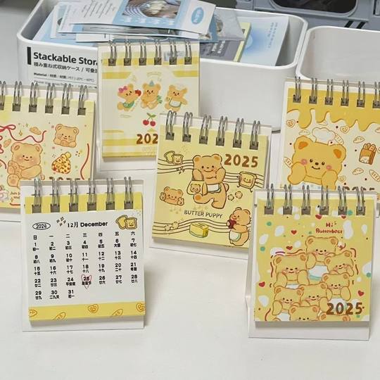 Butter Bear 2025 New Style Desk Calendar High Color Value Mini Calendar Desktop Decorations Female Student Gift Cute