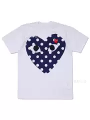 2026 Cross-Border Japanese-Style Comme Des Garçons Heart-Shaped Trendy Brand Short-Sleeve T-Shirt New Polka Dot Large Heart Unisex Pure Cotton