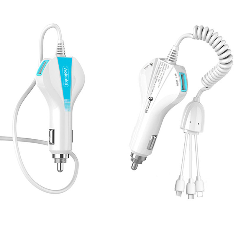 New Oliko 5012 car mobile phone charger dual USB fast charging portable one-to-three Belt Line wholesale