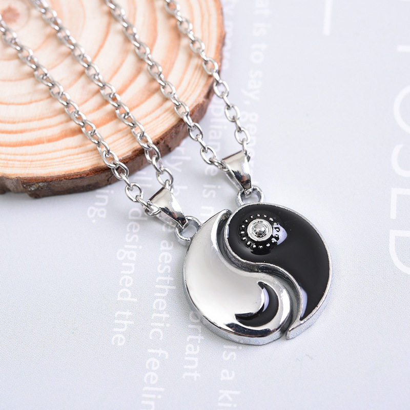 欧美饰品 BEST FRIENDS心型方块吊坠 闺蜜吊坠心形项链