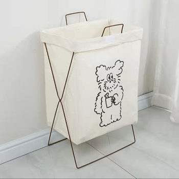 Wrought Iron Storage Basket Bedroom Bathroom Nordic Large Dirty Clothes Basket Household Clothes Toy Foldable Storage Rack