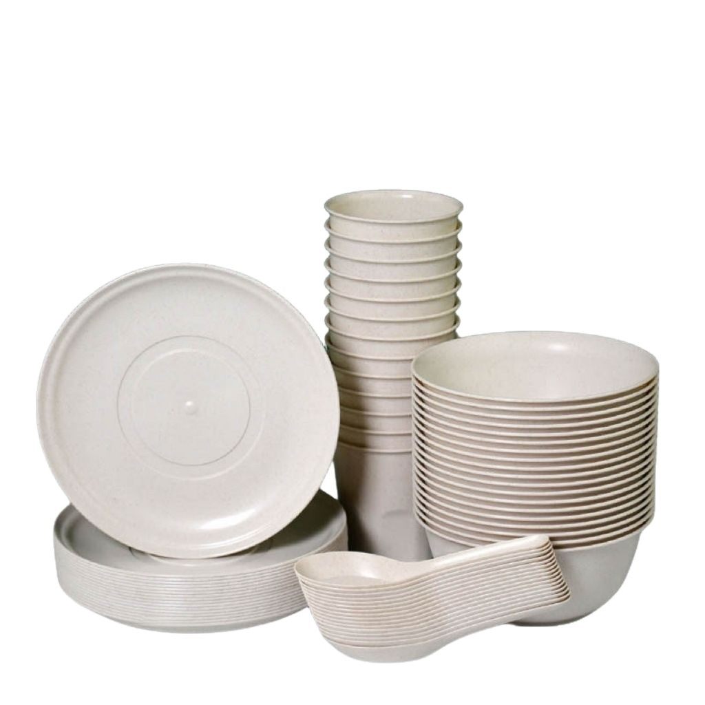Rice Husk Tableware Disposable Tableware Food-Grade Household Rice Bowl Thickeneded High Temperature Resistant Dinner Plate Set Outdoor
