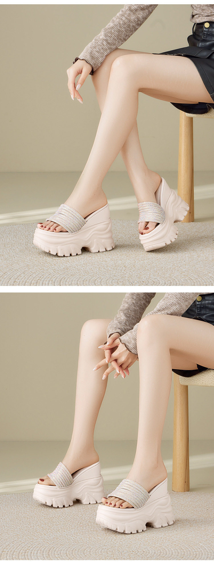 Dép sandal xỏ ngón nữ đế bệt mềm mại mùa hè — [Trắng kem], [Đen] chi tiết 7