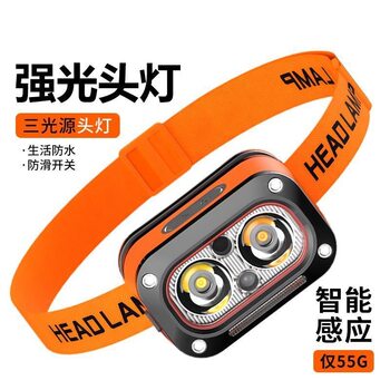 Cross-Border New Strong Light Dual Light Source Led Headlight Wave Sensor Multi-Function USB Charging Head-Mounted Work Light