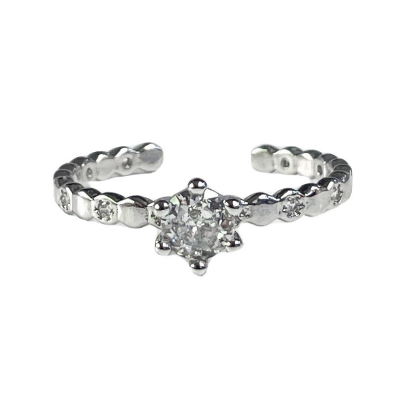 Korean Style Explosive Exquisite Simple Zircon Ring Women's Opening Adjustable Dieting Finger Ring Light Luxury Niche Simple Ring Ring Ring