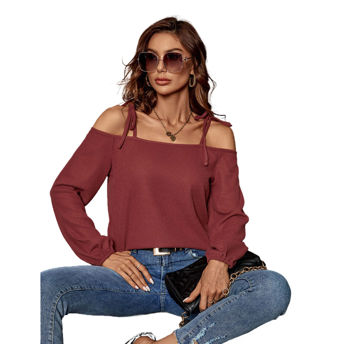 Summer Loose Knit Top Round Neck Long Sleeve Lightweight Fabric Casual Wear for Women Wholesale Available