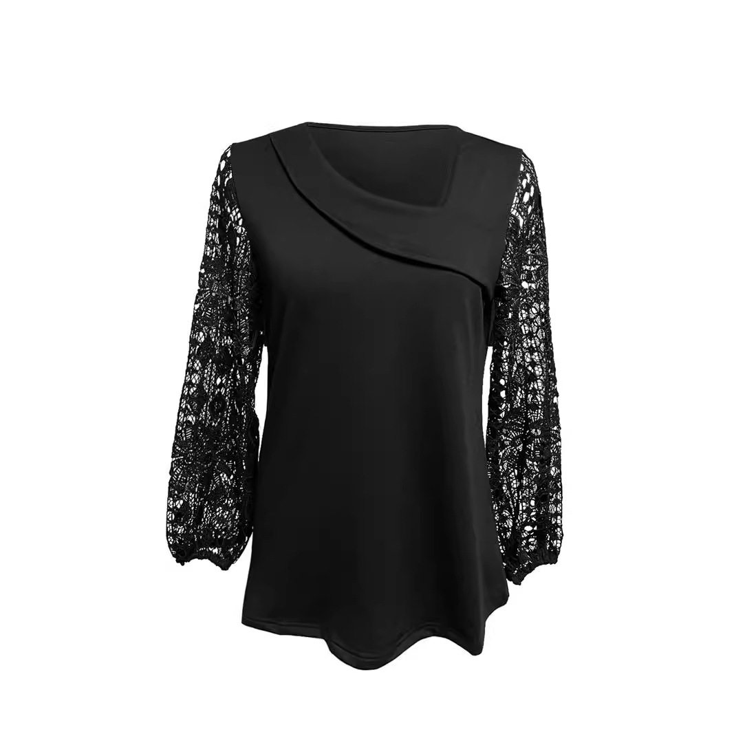 Elegant Hollow Lace Long Sleeve Top for Women Fashionable Design Perfect for Autumn and Winter Wholesale Available