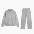 Gray half-zip straight-leg pants - set (silver label)