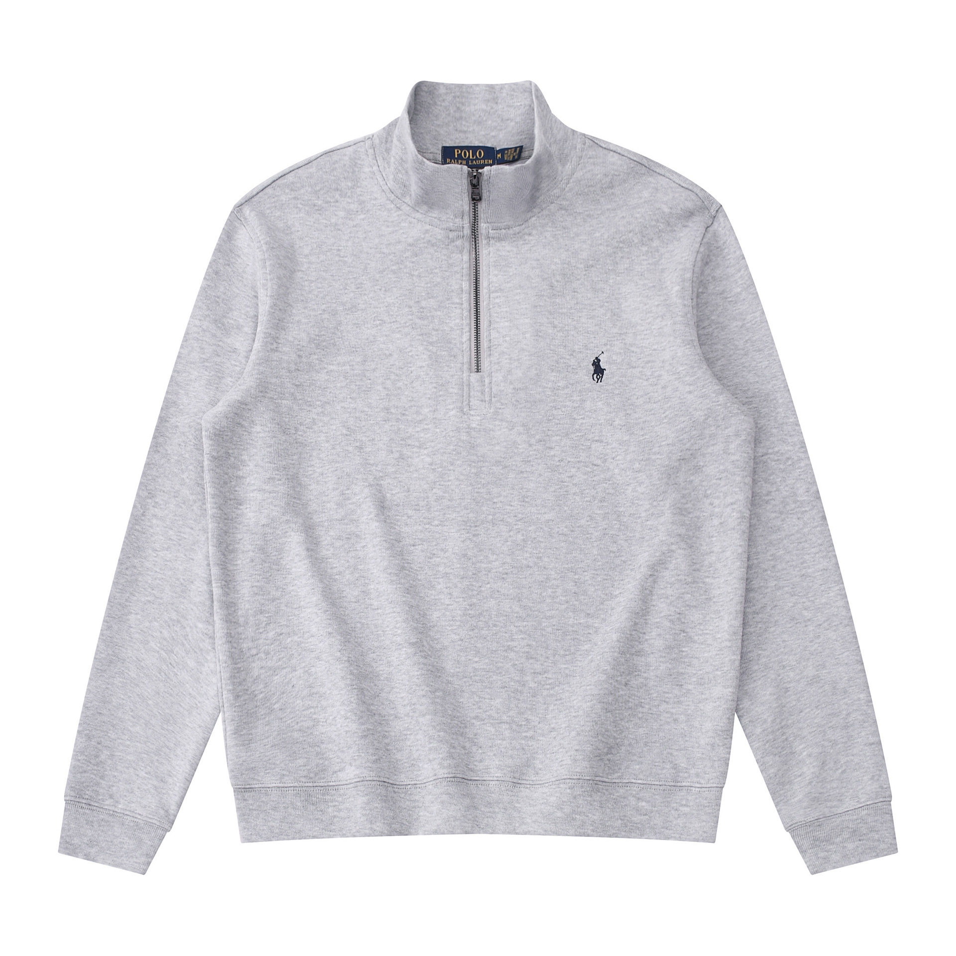 Polo stand collar pure cotton sweater pony half high zipper men's casual outerwear all-match Paul pullover long sleeves