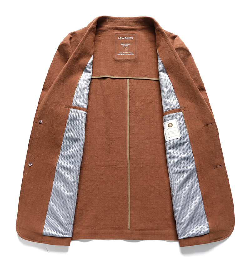 Áo vest nam cotton mỏng nhẹ mùa xuân thu, blazer công sở thoáng khí không nhăn — Màu be, Màu đen, Màu xanh lam, Màu xanh lá