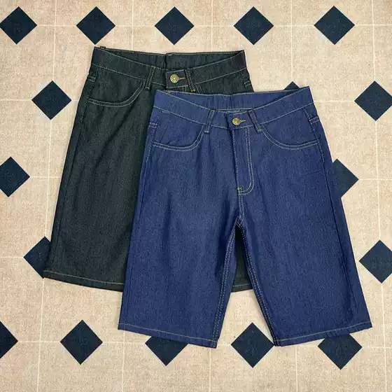 Men's Denim Shorts Straight Leg Loose Fit Summer Thin American Retro Casual Knee-Length Shorts