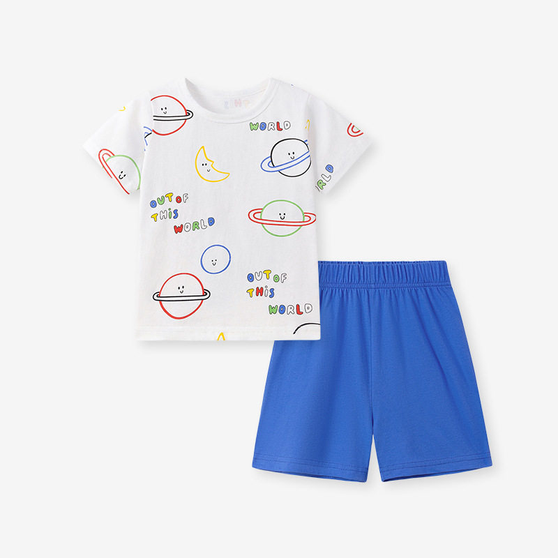 Source Factory Kids' Cotton Set, Summer T-shirt & Shorts Boys' 2-piece Outfit, [Style] Kids' Set