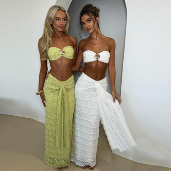 Cross-border European and American Style 2025 Summer New Women's Sexy Tube Top Slim-fit Hip Skirt Two-piece Suit