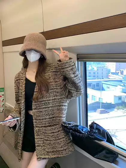 Small Chanel Style Long Sleeve Coat Women's 2024 Autumn New Retro Loose Casual Slimming Top Coat
