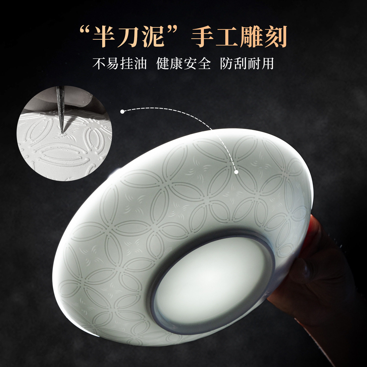 Jingdezhen Ceramic Tableware Underglaze Color Plates and Bowls High-End Home Hotel Restaurant Dishes and Plates Set Housewarming Gift