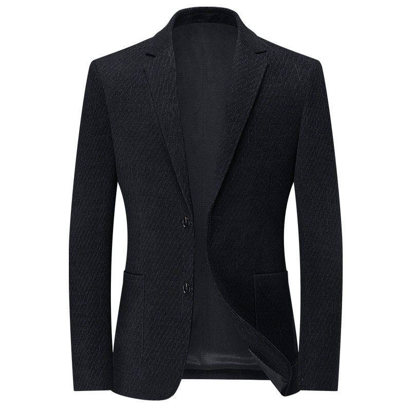 Áo Vest/Blazer Nam Mài Lông Dáng Ôm Hàn Quốc Co Giãn Không Nhăn Màu Đen