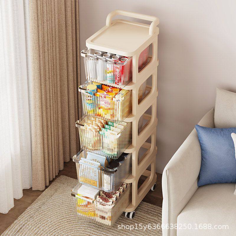 Small trolley storage rack floor ins style living room snack cabinet cosmetics storage cabinet baby supplies storage cabinet