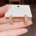 No. 80 zircon flower earrings (thick real gold plating)
