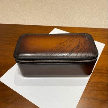Imported Calfskin Watch Box, European and American Retro High-End 3-Piece Set, Handmade Color-Polished and Carved Genuine Leather Storage Box