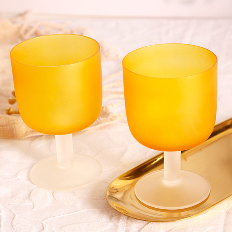 Middle Ages Sunset Cup Twilight Orange Frosted Glass Goblet Red Wine Glass Gift