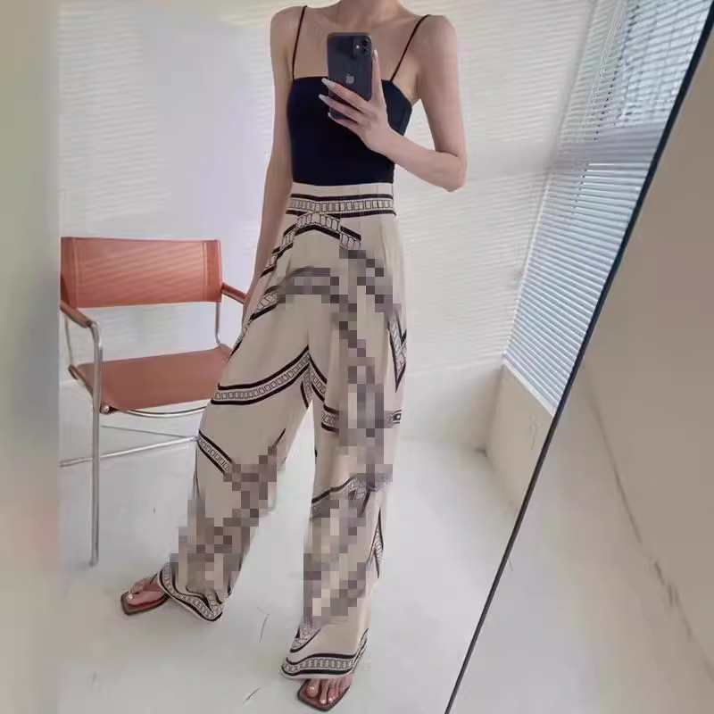 Set quần ống rộng họa tiết ngựa và chân váy quấn nữ — [Kem kem] quần ống rộng, [Nero đen] quần ống rộng