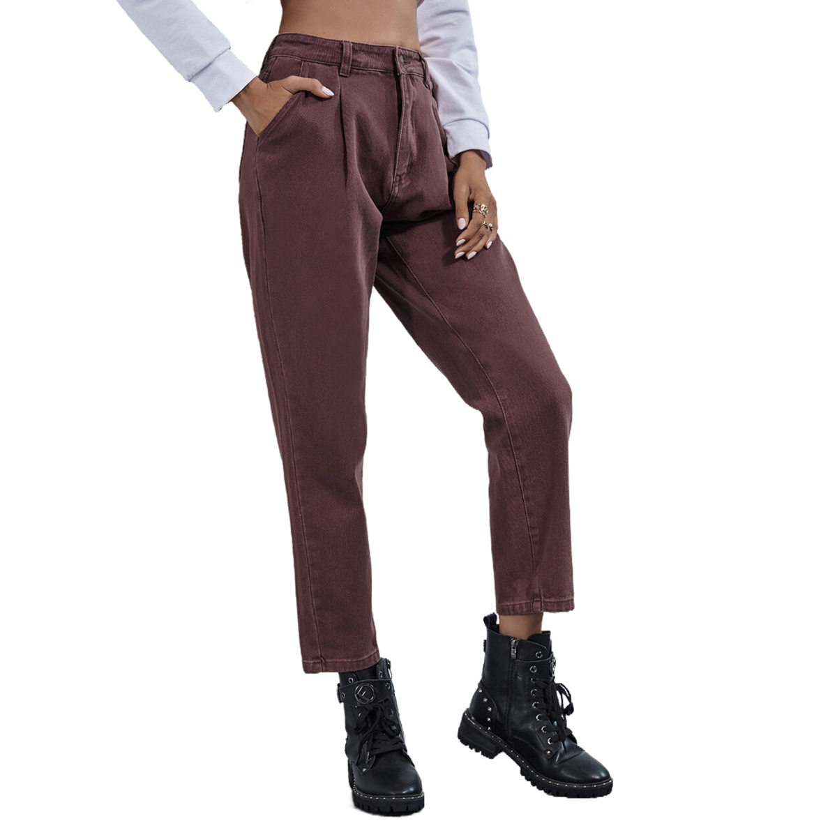 High Waisted Straight Leg Jeans Fashionable Design Comfortable Fit Versatile Style Autumn Winter Collection