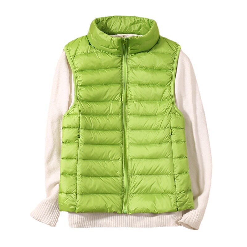 2024 Autumn and Winter New Thin Short Casual Fashion Stand Collar down Jacket Vest Women's Light down Liner