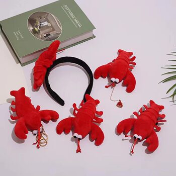 Crayfish doll headband online celebrity cartoon lobster hair accessories wholesale plush doll keychain selling cute funny headband