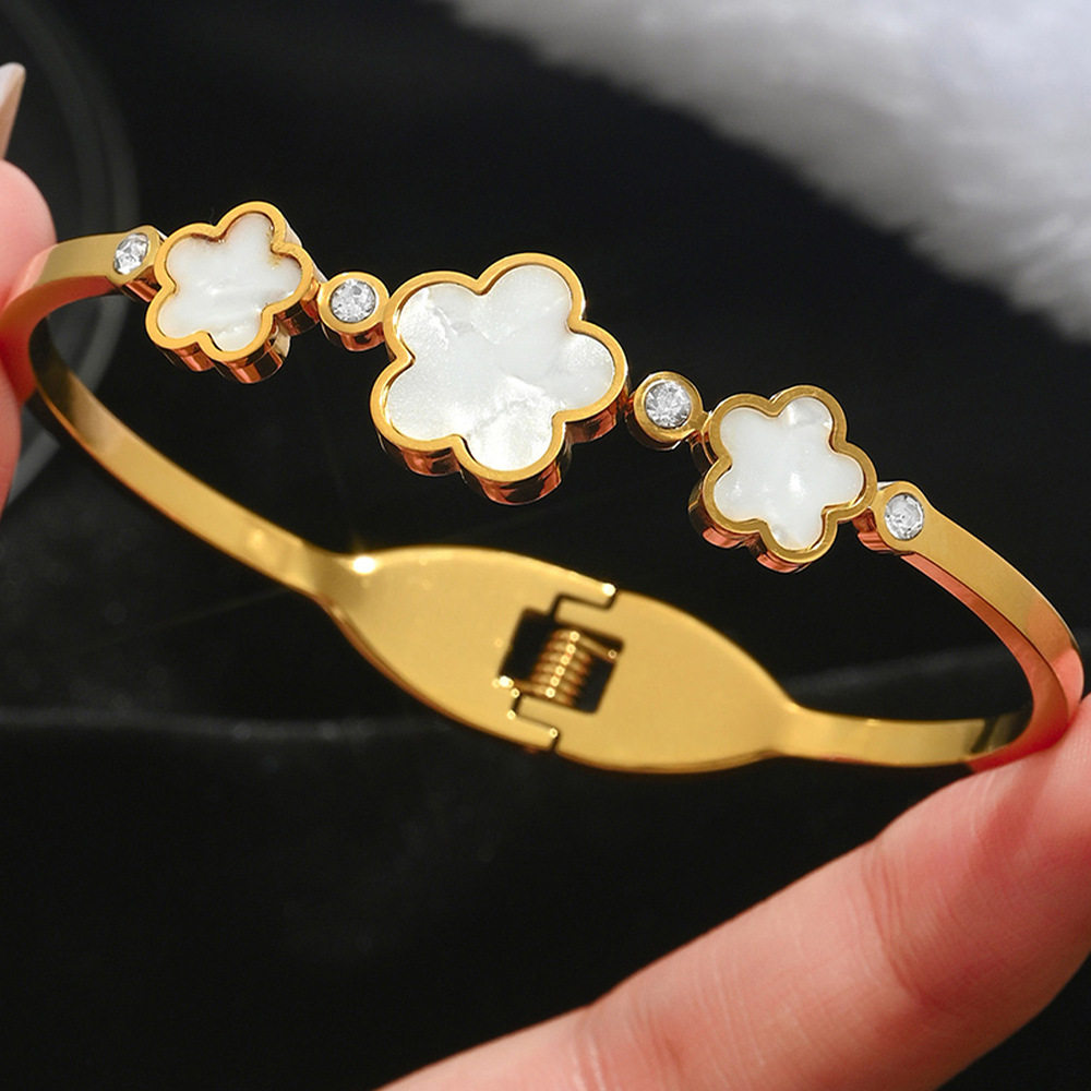 欧美热卖时尚不锈钢金色手镯不易褪色18K不锈钢首饰gold bangles