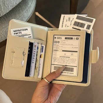 Milkshake White Passport Holder Ins Simple Multi-Functional Ticket Document Coin Bag Anti-Theft Brush Protective Cover Wallet