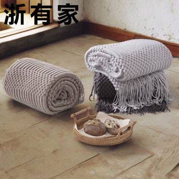C15 Bubble Solid Color Knitted Casual Blanket Ins Nordic Blanket Versatile Blanket Guesthouse Bed End Blanket Ins Style Blanket