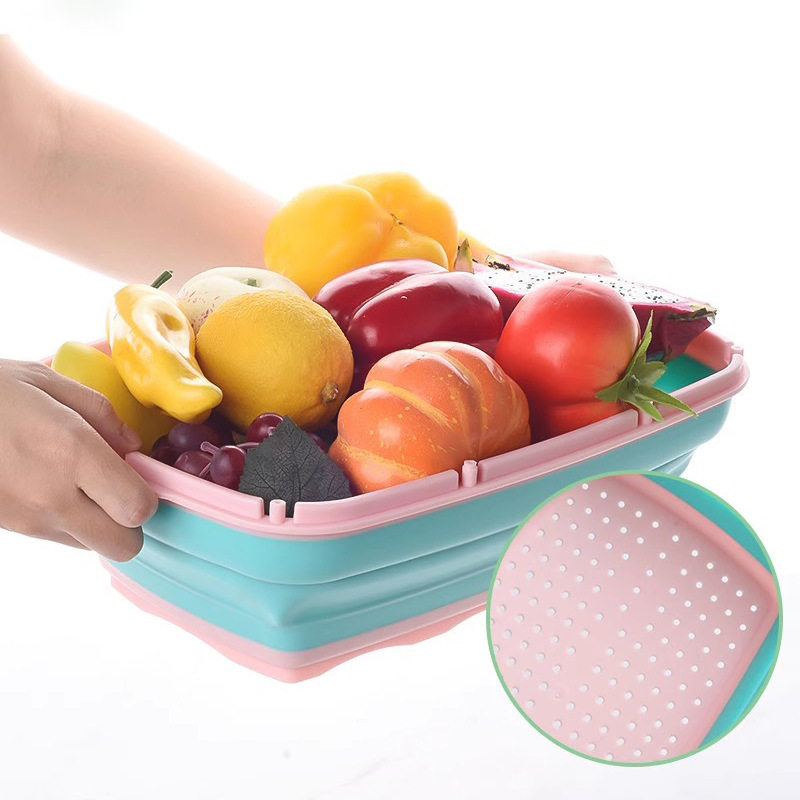 Creative Multi-functional Folding Cutting Board Cutter 9-piece Set New PP Plastic Cutting Board Retractable Draining Basket Vegetable Basket