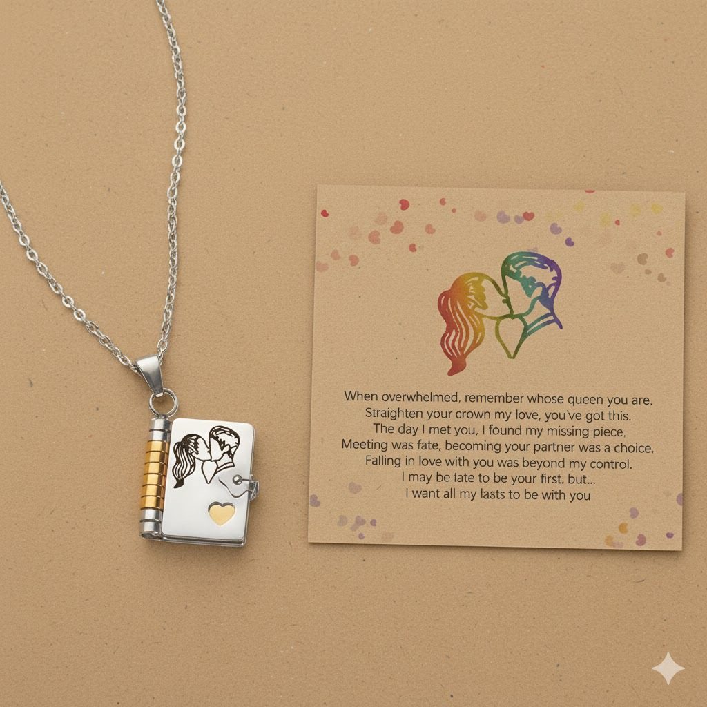 Cross-Border Daughter and Granddaughter Laser Engraved Book Necklace Can Open the Book Copywriting Book Titanium Steel Necklace Clavicle Chain