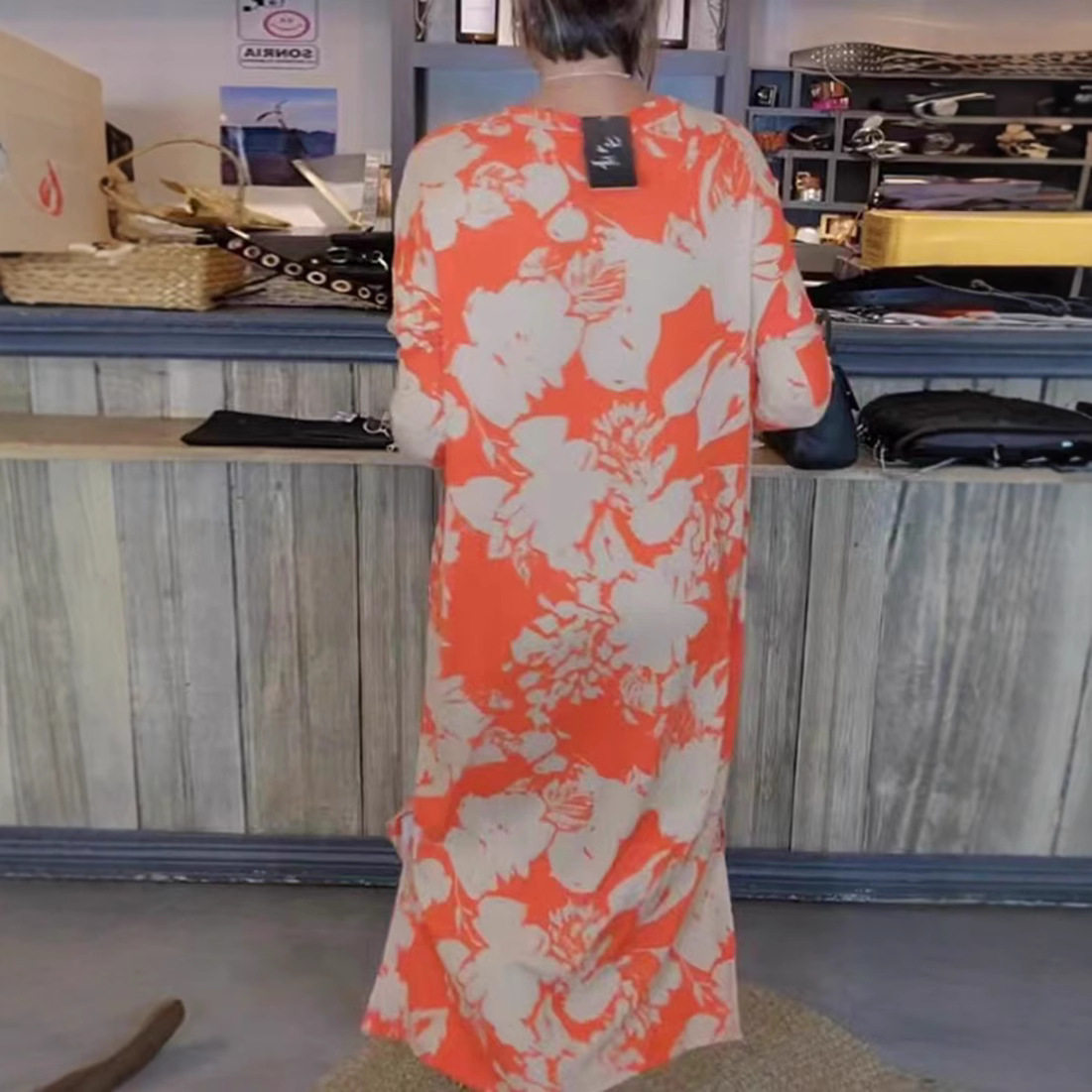 Floral Print Long Sleeve Dress for Women Round Neck Autumn Style Casual Wear Wholesale Available